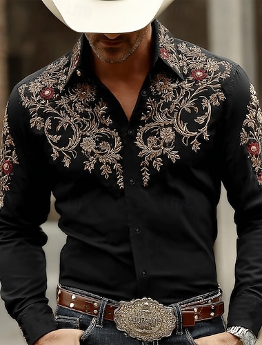  Homme Paisley Imprimé Floral Ethnique Chemise Chemise Western Chemise de cow-boy manche longue Vintage Rétro Occasionnel Extérieur Vêtements de travail Printemps Automne Col Rabattu Impression 3D