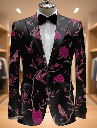  Ανδρικά Άνθινο Μπουφάν μπλέιζερ Παλτό Μοντέρνα Άνετο Αναπνέει Καλλιτεχνικό Καθημερινό Καθημερινά Βραδινό Ρούχα για Πάρτυ Τσέπη 3D εκτύπωση Κουμπιά Όλες οι εποχές Εγκοπή Μακρυμάνικο