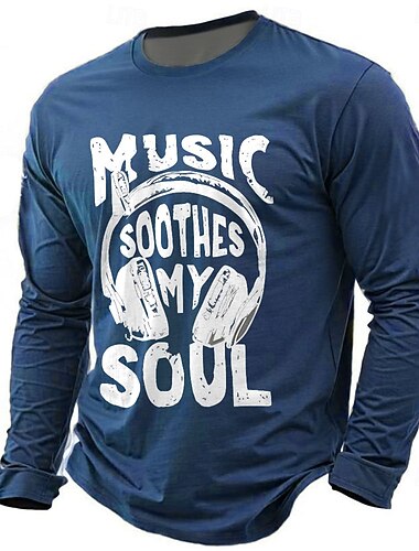  Homme Musique T-shirt manche longue T-shirt Impression 3D Col ras du cou Chemise Quotidien Occasionnel Quotidien Voyage Soirée Bleu Noir Rouge Été Printemps Automne Vêtement Tenue S M L XL XXL XXXL
