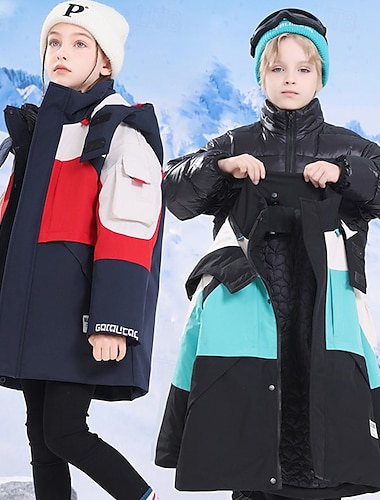  Bambini Ragazze Giacca in piuma Giacca da esterno Giacca 3 in 1 Cappotto in Piuma Giacca Imbottita Blocco di colori Moda Impermeabile Tenere al caldo Antivento Scuola Cappotto Capispalla 6 anni +