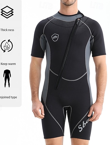  muta anti-rash da uomo in neoprene da 1,5 mm, elasticizzata, manica corta, per surf, snorkeling, immersioni, patchwork, inverno, autunno
