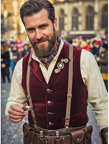  Ανδρικές Σ suspenders από Πολυεστέρα Σχέδιο Ψαροκόκαλο Vintage Στυλ Ιδανικό για Καρναβάλι Κολωνίας και Κοστούμια