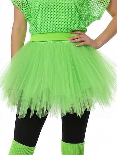  Ausgefallene Kostüme Tüllrock Tutu-Rock 1950er 1980er Geschichtet Geschwollen Neon Erwachsene Damen Halloween Karneval Party Leistung Ballett Verkleiden
