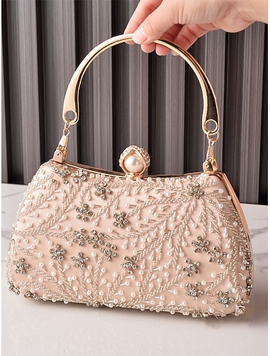  Damen-Clutch aus Polyester mit Pailletten- und Perlenverzierungen, Ketten-Schulterriemen, großem Fassungsvermögen, in verschiedenen Farben erhältlich – perfekt für Hochzeiten und Abendveranstaltungen.