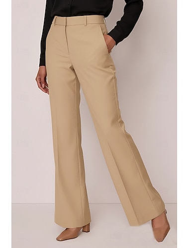  Per donna Da donna Pantaloni da abito Vestibilità dritta Affari Ufficio Formale Tessuto Tessuto Elasticizzato Elegante Semplice