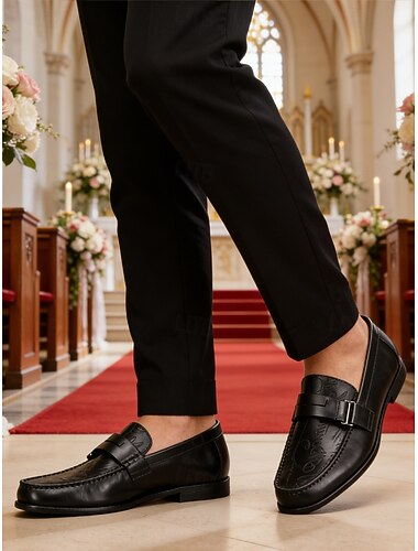  mocassini da uomo in pelle nera: design premium, stile classico, perfetti per matrimoni, cerimonie religiose e occasioni formali