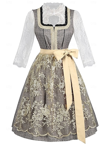  Karneval Oktoberfestbier Kleid Dirndlbluse Dienstmädchen Bayerisch Wiesn Damen Party Bier Festival Stoff im traditionellen Stil