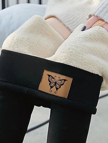  Per donna Taglia EU / US Snello Pantaloni Semplice Più velluto Lunghezza intera Vita Alta Semplice Classico Caldo All'aperto Micro-elastico Casa Abbigliamento quotidiano Nero 1 # Autunno Inverno