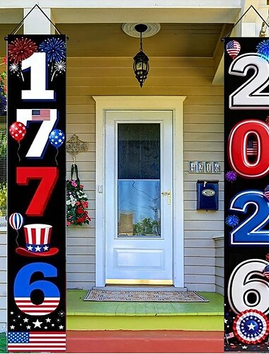  Bannière patriotique à couplet pour le 250e anniversaire des États-Unis, célébration des années de liberté de l'Amérique, décoration de porte rouge, blanc et bleu, décoration de fête, célébration du semi-quinzième anniversaire, fête nationale américaine d