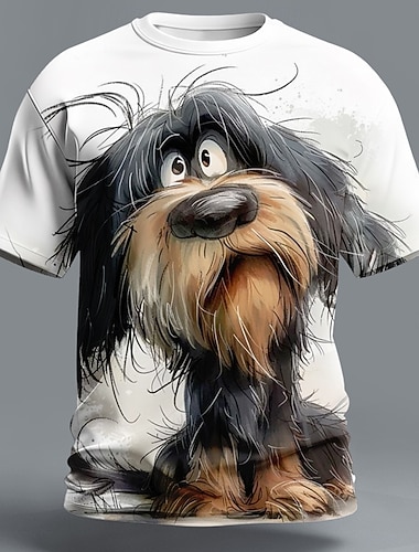  Herren Tiermotiv Hund Lustig T Shirt Kurzarm T-Shirt 3D-Druck Rundhalsausschnitt Hemd Übertrieben Designer Party Ferien Blau Schwarz Weiß Sommer Frühling Bekleidung S M L XL XXL XXXL
