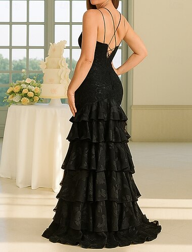  A-Lijn Vloerlange Promjurk Feestjurk Cocktailjurk Moeder van de Bruid Jurk Mouwloos V-Hals Elegant Vintage Feest Formeel Avond met Ruffles Split Voor