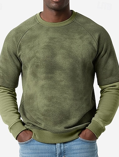  Homens Moletom Moletom com capuz Preto Azul Marinha Verde Gola Redonda Tecido Patchwork Casual Diário Desportos e Ar livre Vintage Legal Roupa de Esporte Primavera & Outono Roupa Moletons Moletons