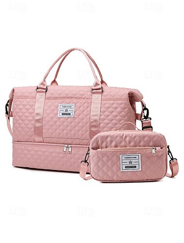  Damesset met gewatteerde polyester reistassen, verkrijgbaar in diverse kleuren, stijlvol design, ideaal voor weekendtrips en de sportschool.