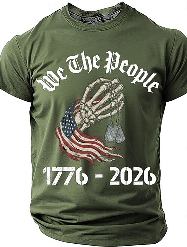  4 luglio 2026 250° Memorial Day Maglietta da uomo in 3D stampa Bandiera Americana a girocollo a maniche corte Casual Strada