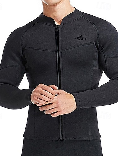  miesten 3 mm:n neopreenista valmistettu märkäpuku, sukelluspaita, märkäsuoja, joustava pitkähihainen, surffaus, snorklaus, laitesukellus, yksivärinen, talvi