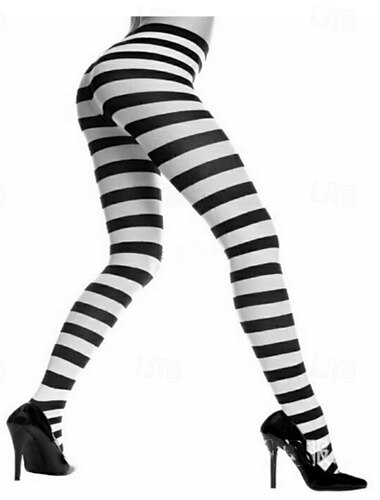  Collants Chaussettes Artiste Mime Clown mime Cirque Déguisement Cosplay Rayé Adulte Femmes Halloween Carnaval Soirée Performance Se déguiser