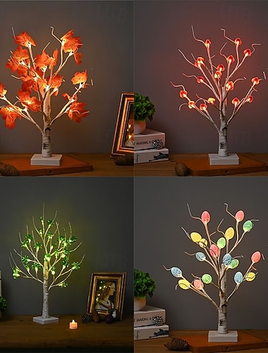  Ostern St. Patrick's Day Baumlichter AAA Batterie USB Doppelzweck Kleeblatt Liebe Ei Ahornblatt Birke Innen Schlafzimmer Wohnzimmer Esszimmer Party Feiertags Schreibtischdekorationslicht 45/60CM