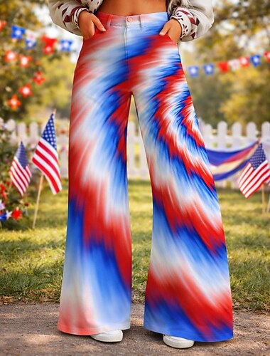  250-jähriges Jubiläum USA Retro Vintage 1970er Hose Hose mit weitem Bein Hippie Disco Hohe Taille Kostüm Damen Maskerade 4. Juli Party Unabhängigkeitstag Erwachsene Hose