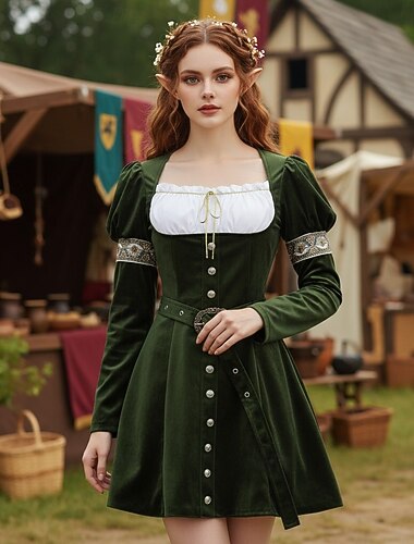  Középkori Reneszánsz Ruhák Divatos jelmez Viking tizenegy Jelmez Női Viking Fantasy Mindszentek napja Farsang Parti Teljesítmény LARP Felnőttek Ruha