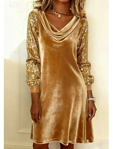  Dames Zwart Blozend Roze Rood Winter Mini-jurk Schede jurk Hemdjurk Vakantie cocktail Semi-formele jurken Formeel Bruiloft Feest Normale pasvorm Strakke ronde hals