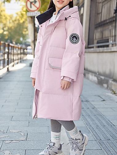  Bambini Ragazze Giacca in piuma Giacca Imbottita Tinta unica Sport Tasca Tenere al caldo Antivento All'aperto Cappotto Capispalla 4-12 Anni Inverno Nero Rosa Beige