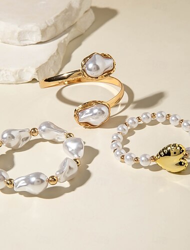  Samba Accessoires Dames Goudkleurige Parel Armbanden - Stapelbare Set met Chunky Barok Parels Open Manchet en Gehaakte Hart Charms Prestatie Kostuum