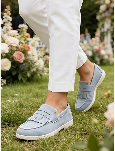  Herre Fritid Semsket lær Bekvem Sklisikker Tøfler Svart Beige kaffe Sommer Vår Høst