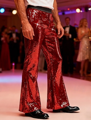  Herren Hose Anzughose Schlaghosen Tasche Knöpfe Einfach Komfort Party Bühne Mode Klassicher Stil Rote Gold Mikroelastisch