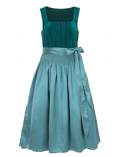  Carnaval Oktoberfest Robe Dirndl Robes traditionnelles Femme de ménage Bavarois Allemand Prairies Femmes Carnaval Fête de la Bière Tissu de style traditionnel Robe Tablier