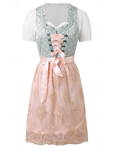  Carnaval Cerveja Oktoberfest Vestidos Dirndl Trachtenkleader Oktoberfest / Cerveja Bávaro Viena prados Mulheres Pano de Estilo Tradicional Camisa Vestido Avental