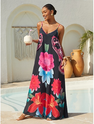  Jumpsuit aus Satin mit Blumenmuster