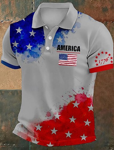  4. juli 2026 250. minnedag Menns 3D trykk US-flagget kortermet t-skjorte uformell daglig