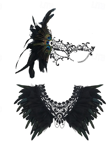  Masque de Carnaval Masque Masque vénitien Gothique Plume Adulte Femmes Halloween Carnaval Mardi Gras Carnaval de Venise Déguisements d'Halloween faciles Se déguiser