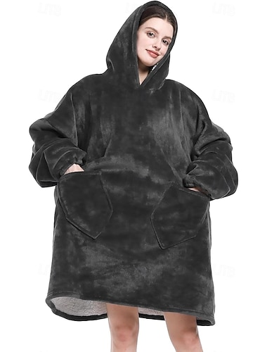  Tragbare Kapuzendecke, kuschelige Plüschdecke mit Kapuze für Erwachsene, perfektes Geschenk für Frauen, Mütter, sie, warme und bequeme Loungewear
