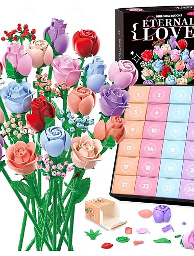  تقويم مجيء باقة زهور 2025 للبالغين والمراهقين والأطفال، باقة زهور لمدة 24 يومًا