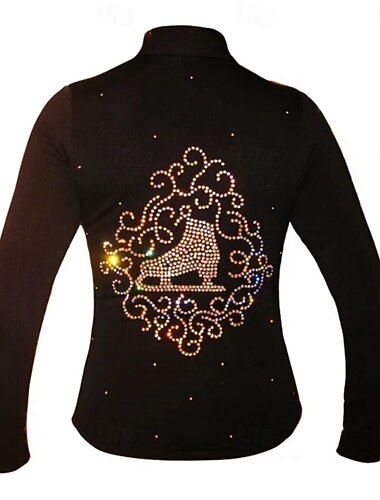  Fleecejack voor kunstschaatsen Dames Voor meisjes Schaatsen Jack Kleding Bovenlichaam Zwart Lapwerk Spandex Rekbaar Opleiding Wedstrijd Kunstschaatskleding Thermisch Warm Klassiek Kristal