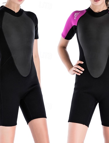  naisten 2 mm:n neopreenista valmistettu sukellusmärkäpuku, joustava lyhythihainen, surffaus, snorklaus, laitesukellus, tilkkutäkki, talvi, syksy