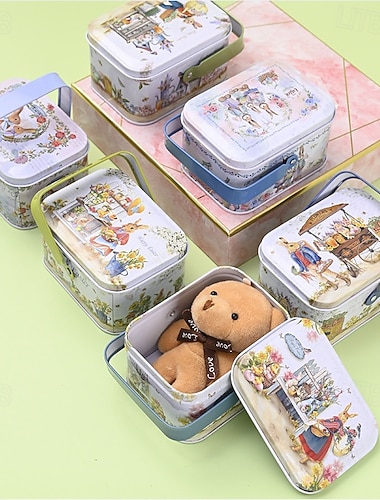  6er-Pack kreative Osterdosen aus Metall, Hasen-Keks-Geschenkboxen, handliche Osterleckereien-Boxen, dekorative Metall-Geschenkdosen