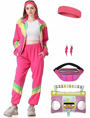  Retro Antiguo Años 80 Hip hop Accesorios bolsa Conjunto de accesorios con accesorios Larga Disco Disfraz Mujer Disfraz de carnaval Víspera de Todos los Santos Carnaval Año Nuevo Desfile del orgullo