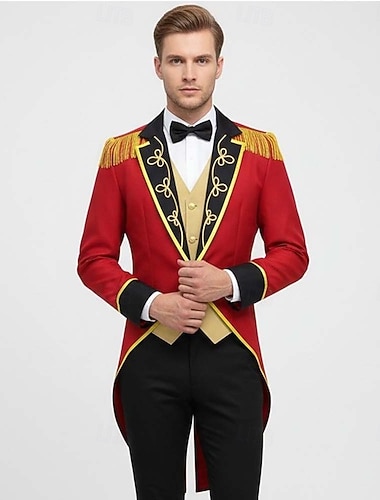  Costume élégant Veste de cirque Monsieur Loyal garde royal Noble Déguisement Cosplay Adulte Homme Noël Halloween Carnaval Soirée Performance Mascarade Se déguiser