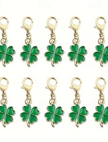  12 grüne Kleeblatt-Schlüsselanhänger aus Metalllegierung mit Karabinerverschluss zum St. Patrick's Day, ideale Gastgeschenke für Abschlussfeiern, Hochzeiten und Feiertagsdekorationen