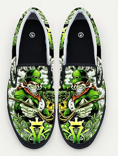  Grüne Herren-Sneaker mit Skelett-Print – auffälliges Design zum St. Patrick's Day mit bequemer Passform, ideal für Partys, Feiern und andere lustige Anlässe.