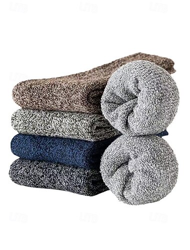 Herensokken van een katoenmix, dik en warm gebreid model, ademend en comfortabel, verpakking van 5 paar in verschillende kleuren, geschikt voor dagelijks gebruik, werk, buitenactiviteiten en casual winterkleding.
