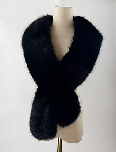  Bontstola's Damesomslag Elegant Mouwloos Imitatiebont Bruiloftsomslagen Met Pure Kleur Voor Feest Herfst