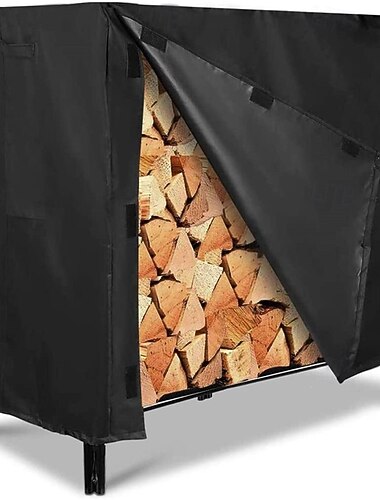  Capa para lenha em tecido Oxford resistente, impermeável, ideal para lareiras e fogueiras. Perfeita para armazenamento externo de lenha em estilo rústico.