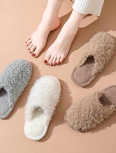  נעלי בית כותנה לנשים סתיו חורף סגור בוהן קטיפה מקורה בית רך פרוותי בית נעלי בית חמות ונעימות