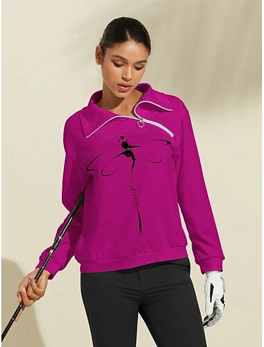  Damen Golf-Pullover Fuchsie Langarm Oberteil Damen-Golfkleidung, Kleidung, Outfits, Kleidung