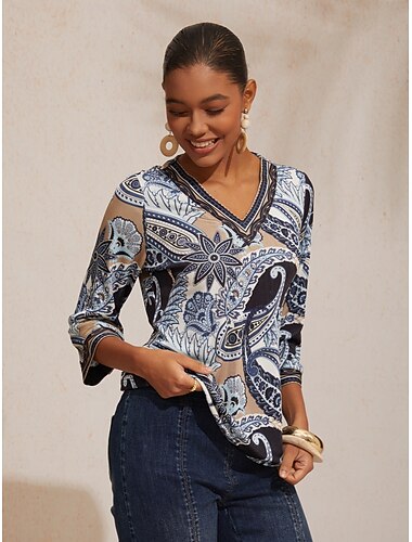  maglia elasticizzata con motivo paisley astratto