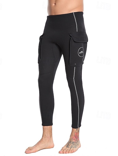  miesten 3 mm:n neopreenista valmistetut sukellushousut, märkäpukuhousut, uimahousut, joustavat pitkähihaiset, taskulla - surffaus, snorklaus, laitesukellus, yksivärinen, talvi, syksy