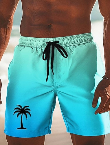  Homme Cocotier Dégradé de Couleur Plantes Tropicales Maillots de bain Shorts de bain Shorts de Surf Taille Moyenne Hawaïen Vacances à la Plage Poches Latérales doublure en maille Taille élastique